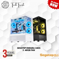 SEGOTEP ENDURA 240S / LUMI 2 M-ATX PC CASE WITH 3 ARGB FANS - BLACK / WHITE