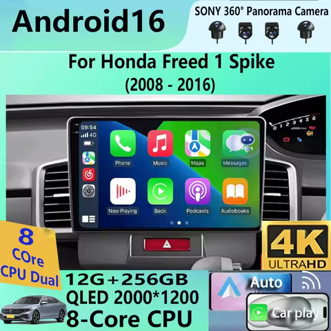 Android 16 Car Radio for Honda Freed 1 Spike 2008 - 2016 Multimedia Player Carplay Stereo 4G GPS DVD