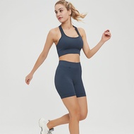 ((Yoga suit) Yoga suit suit Seamless Threaded Solid Color Sports Vest Shorts suit Running Fitness Yo