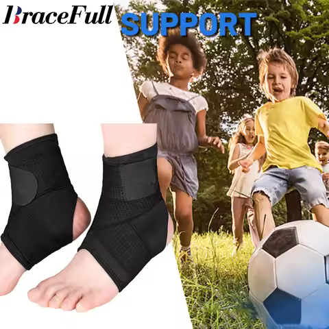 1Pair Kids Ankle Brace,Adjustable Youth Lace up Ankle Brace Wraps Support for Youth Football Soccer 