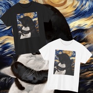 T-Shirt Black Cat White Starry Night ️Beware Of Fake Shops ️