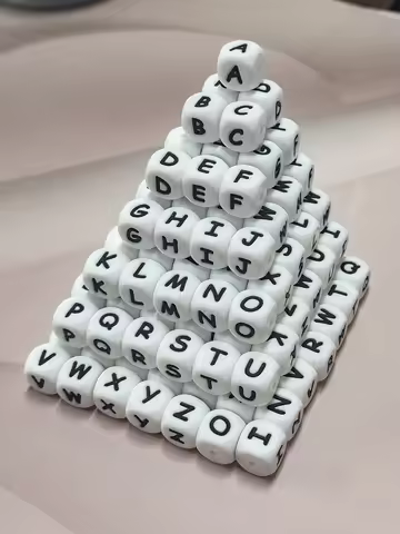 52PCS Silicone Letter Beads 12mm A-Z Even and Accurate Square Letters Beads for Bracelet Stethers Ke