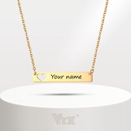 VNOX Women's Necklace Kwintas Personalized Free Engrave Name Stainless Steel Bar Necklace Kwintas Di