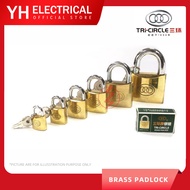 Tri-Circle 261 262 263 264 265 266 Brass Padlock + 3 Brass Key 20mm 25mm 32mm 38mm 50mm 63mm Kunci M