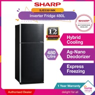Sharp 2 Door Fridge Inverter 440L 480L Black SJE4381MK SJE5381MK