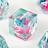 Butterfly Liquid Core D&D Dice Set, Full Set of Sharp-Edged D&D Dice, Dungeons & Dragons Polyhedral 