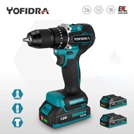 Yofidra 13mm 35+3 Torque Brushless Electric Drill Cordless Rechargeable Electric Screwdriver Home DIY Power Tool For Makita 18V Battery