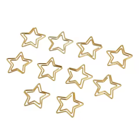 100pcs Star Shaped Gold Star Paper Clips Plating Process Gold Small Paper Clips 30*30mm Small Size