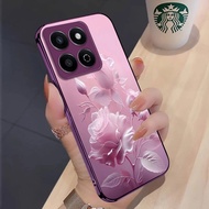 เคส Honor 200 Smart เคส Honor X7C เคส Honor 200 Pro 5G โทรศัพท์แก้วเพ้นท์ลายดอกกุหลาบหรูหราพร้อมเชือ