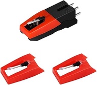 CATOR 2 Pcs Record Player Needle, Replacement Pickup with Needle for Turntable - Sapphire Tip Steel