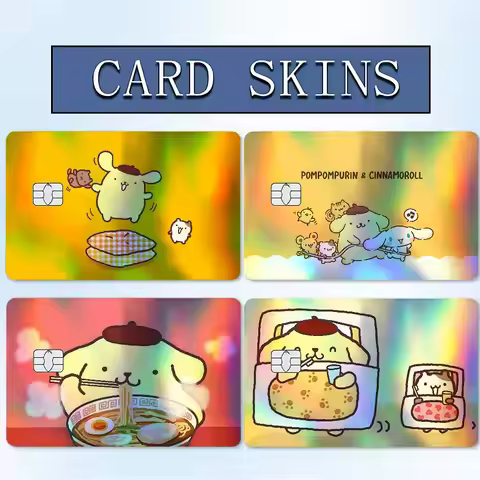 Cute P-Pompompurin Holographic Sticker Laser Film Shinny Skin For Debit Credit Bank Card