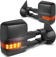 DNA MOTORING TWM-028-T666-BK-AM Black Housing Manual Telescoping Manual Adjustment Towing Mirrors w/