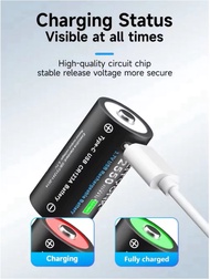 ถ่านชาร์จ CR2 Rechargeable lithium CR123A battery Battery USB Type-C Fast Charge 3.7V 350mAh