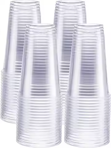 50PCS 9OZ,12OZ,16OZ,20OZ,24OZ Crystal PET Clear Plastic Cups for Party Ideal for Cold Beverages Smoo