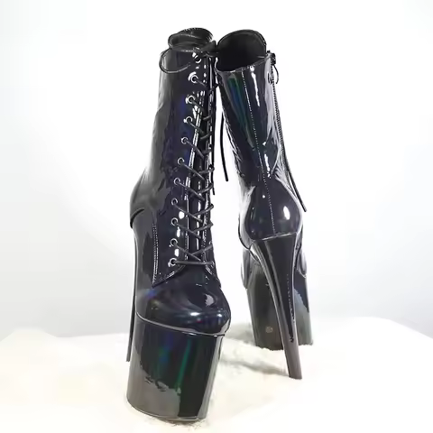Ankle Boots 20cm 8Inches Custom Color Holographic Pole Dance Boots Women High Heels Platform Booties