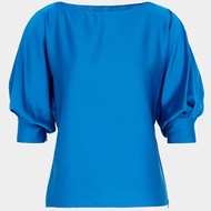 MY TENO | เสื้อเชิ้ตคอวีแขนสั้นผ้าซาตินสีพื้นสไตล์ใหม่ฤดูร้อน Blue Smoke Quota สำหรับผู้หญิง ทรงตรง 