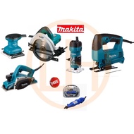 Makita Combo Set - M5801B + M1902B + M3701B + M9200G +  M4301B - Sander / Circular Saw / Planner / R