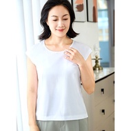 Lee Cicada Women's Short-Sleeved Round Neck Simple White Thin Summer Bottoming Shirt Loose Comfortab