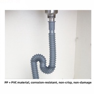 [DELUCY-SG]Extendable Drain Hose Set 2 PCS 80cm 90cm Flexible Plastic Pipe for Kitchen Sink-New in 1