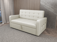 找得 - 高品質耐用實木布藝款梳化床雙人可拆洗 沙發床 3033 （130CM海棉 絨麻布02）