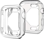 Compatible for Apple Watch Case 44mm Series 5 Series 4, 2 Pack Ultra-Thin Soft TPU Cases Bumper Protector Cover Compatible with Apple iwatch Series 4 Series 5(Silver+Clear)