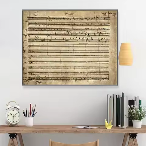 Wolfgang Amadeus Mozart Requiem Poster Vintage Handwritten Score Print Music Wall Art Canvas Paintin