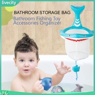 livecity|  Bath Toy Bag Large Capacity Mesh Pouch Cartoon Dinosaur Shark Fishnet Storage Portable Bathroom Fishing Toy Accessories Organizer Baby Supplies