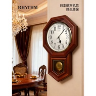 RHYTHM Japan RHYTHM Wall Clock Retro Hourly Timekeeping Clock Living Room Household Clock Wall Hangi