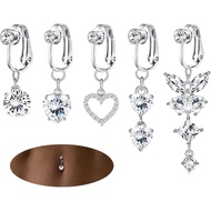 5 Pieces Golden Fake Belly Button Perforated Fake Belly Button Ring Women Fake Belly Button Perforat