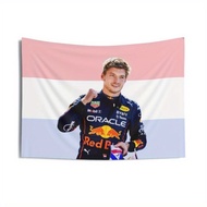 1pc Max Verstappen F1 Flag Pink & White Striped Formula 1 Wall Decor Durable Fabric Outdoor/Indoor B