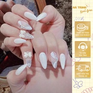 (FIRE) Nail BOX WHITE GEL PAINTING BRIDE WITH NAIL BOW DESIGN (m32)