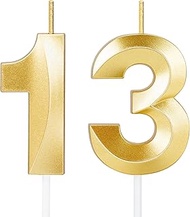 13 Birthday Candle,13th Birthday Decorations for Girls Boys,Gold Numbers Candles for Teen Girls,Thir