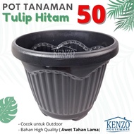 LC762 Pot Tulip Tanaman Hias Pot Bunga Bulat Plastik Besar Hitam Jumbo