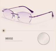 高清防藍光高端抗疲勞遠視無框老花眼鏡(規格:98002優雅紫防藍光150度【建議50-54歲】)#