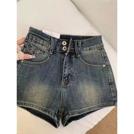 Cao Cấp Retro Chân Thẳng Mini Quần Short Nữ Cotton Co Giãn Mùa Hè Hợp Thời Trang Bó Sát Quần Short D