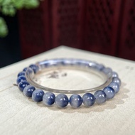 玉化聚寶盆藍線石圓珠手釧 藍絨藍髪水晶手錬 顏色深邃 助事業運