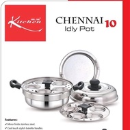 CHENNAI Stainless Steel 10 Idly Cavity Pot Steamer Pot with Steamer Plate Multi Kadai Idli Maker Gas