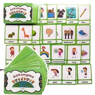 100 Groups Opposites English Word Cards Flash Cards Puzzle Game Learning Educational Toys Smart Read