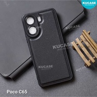 poco C65 Case Leather Pro Black Case poco C65
