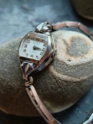 稀有Gruen 彈性錶帶 10k包金 真鑽古董錶 機械手上鍊錶