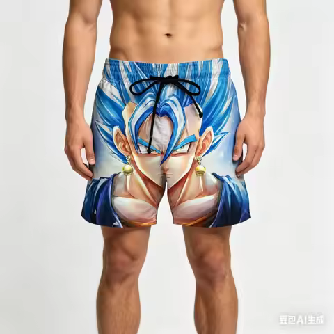 Summer men's 3D printed Dragon Ball Super Saiyan Vegeta Energy Punch Boardshorts for children's spor