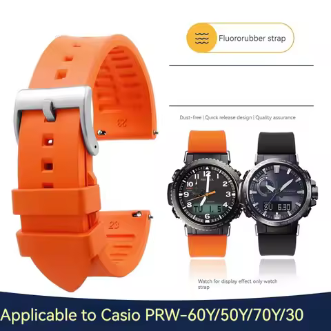 23mm 24mm Fluorine rubber watchband for Casio G-SHOCK PRW-6600 PRG-600YB 650 PRW-60Y/50Y/70Y series 