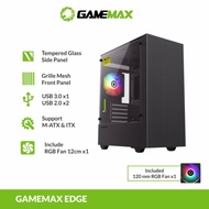 Casing Pc Gaming GameMax Edge Mini Tower MIni ATX Case + 1 Fan RGB