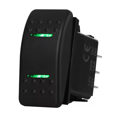 Green Led (ON)-OFF-(ON) (ON) OFF ON ON OFF ON Rocker Switch 12V 20A DPDT SPST Illuminated Rocker Swi