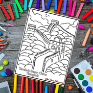 Children's Coloring Paper Theme 7 Wonders of the World Drawing Paper/ Drawing Coloring Paper/
