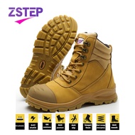ZSTEP รองเท้านิรภัยหนังหุ้มข้อหัวเหล็กเกรด Aรองเท้าเซฟตี้ด้านนอก TPU