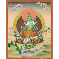 原創手繪綠度母唐卡