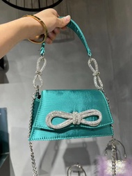 UGALS French Fairy Silk กระเป๋าถือ Rhinestones ประดับด้วยมือ Kelly กระเป๋าผีเสื้อ Knot สําหรับ Eveni