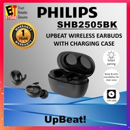 PHILIPS EARBURDS UPBEAT SHB2505 TRUE WIRELESS  IN EAR HEAPPHONE / EARBUDS WITH CHARGING CASE - BLACK