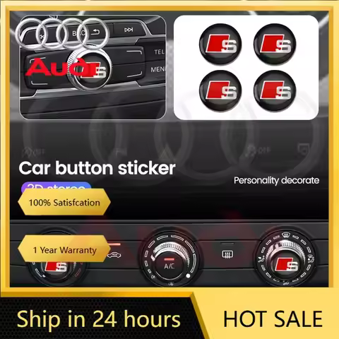 2025 Hot 4Pcs 20mm Aluminum Car Multimedia Knob Badge Stickers For Audi sline A4 B7 B8 B9 A3 8P 8V 8